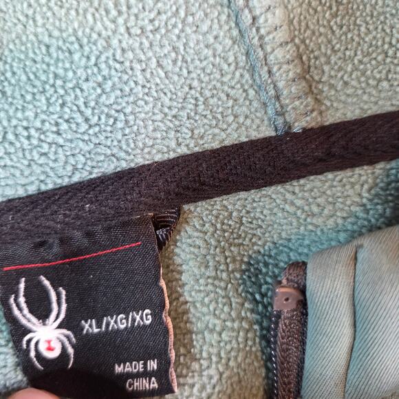 Spyder Men’s XL Hooded Full Zip Jacket Green Black Polyester - Picture 3 of 16